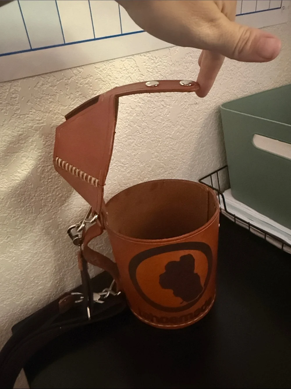 TahoeMade Brown Leather Crossbody Bottle Bag
